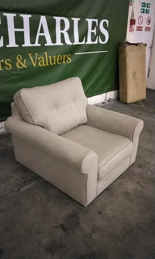 DESIGNER CREAM FABRIC ARMCHAIR