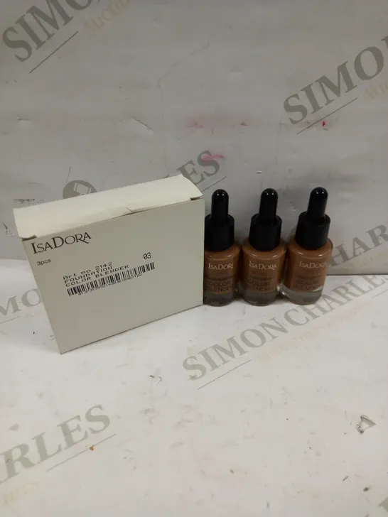 BOX OF APPROXIMATELY 35 PACKS (3 SINGLE UNITS PER PACK) OF ISADORA COLOUR BLENDER FOUNDATIONS - 03 