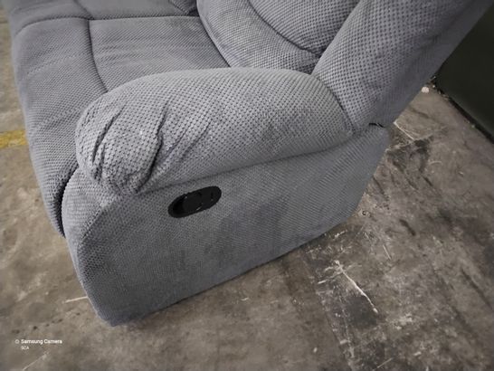 DESIGNER DOTTED GREY FABRIC MANUAL RECLINING THREE SEATER SOFA 