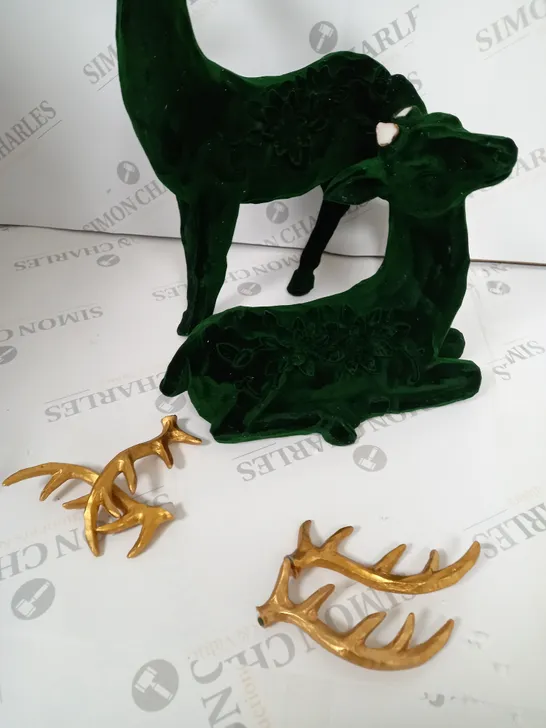 ALISON CORK SET OF 2 VELVET HENRY STAGS