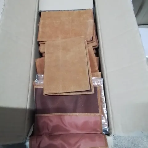 BOX CONTAINING APPROXIMATELY 200 PASSPORT COVERS/HOLDERS IN BROWN LEATHER