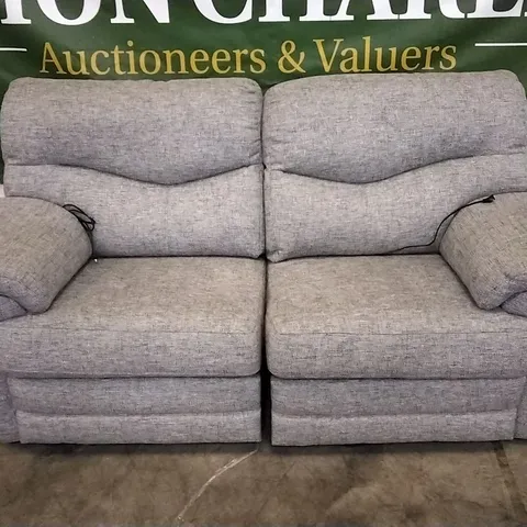 QUALITY BRITISH DESIGNED & MANUFACTURED G PLAN STRATFORD 2 SEATER POWER RECLINER SOFA REED PEWTER FABRIC