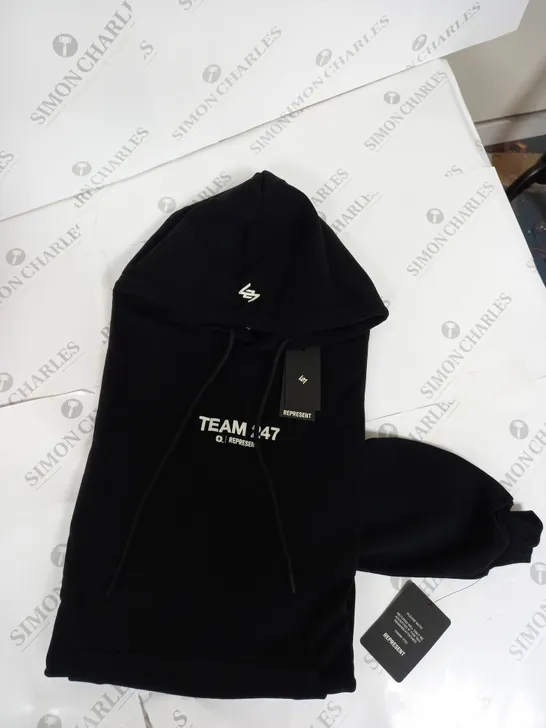 REPRESENT TEAM 247 OVERSIZED HOODIE X MARCHON - BLACK - SMALL