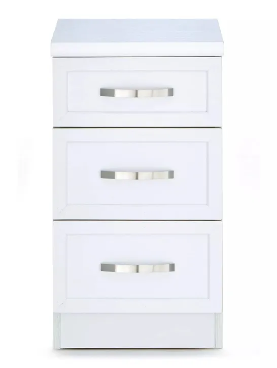 CAMBERLEY 3 DRAWER GRADUATED BEDSIDE CHEST N WHITE RRP £79