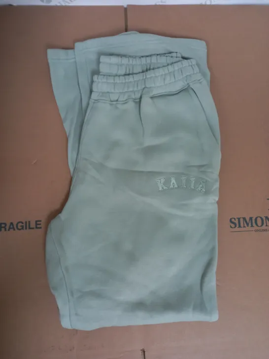 KAIIA SLOGAN WIDE LEG SWEATPANTS IN SAGE GREEN SIZE 14