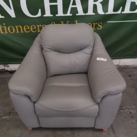 DESIGNER G PLAN MADE JACKSON LEATHER ARMCHAIR IN CAMBRIDGE GREY 