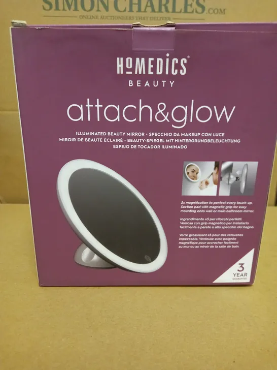 BOXED HOMEDICS ATTACH & GLOW RECHARGABLE LED MIRROR