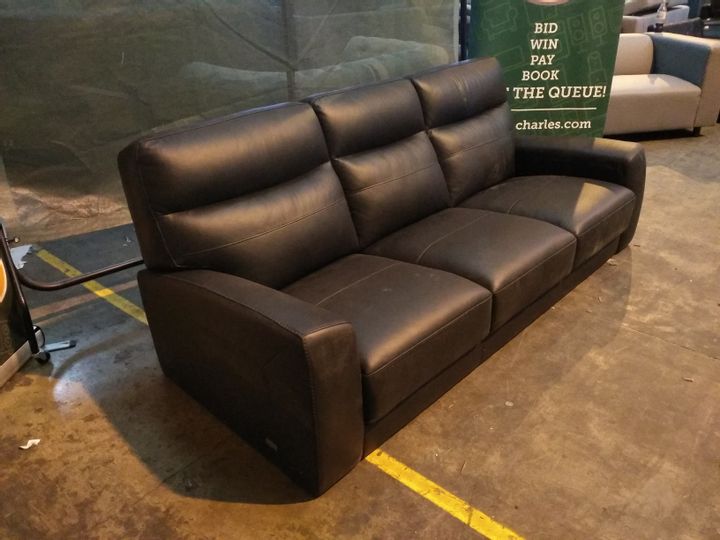 black faux leather 3 seater sofa