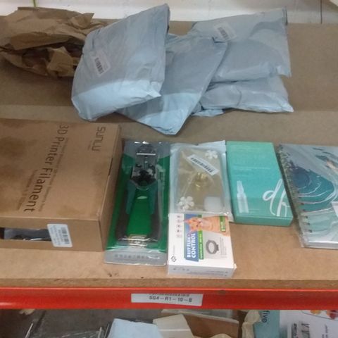 BOX OF ASSORTED HOMEWARE ITEMS TO INCLUDE 3D PRINTER FILAMENT, PHONE CASES, DIARIES ETC
