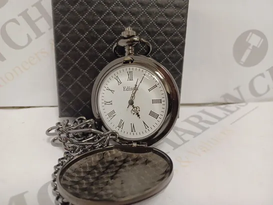 MENS EDISON POCKET WATCH WITH CHAIN AND GIFT BOX 