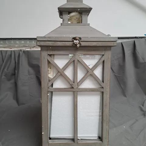 BOXED OTTERS BROOK SET OF 2 SLATE GREY WOODEN LANTERNS