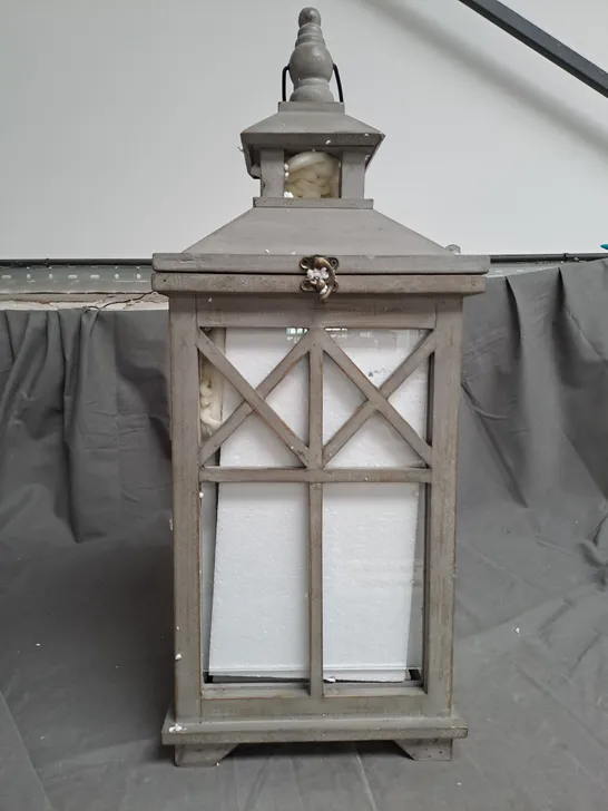 BOXED OTTERS BROOK SET OF 2 SLATE GREY WOODEN LANTERNS