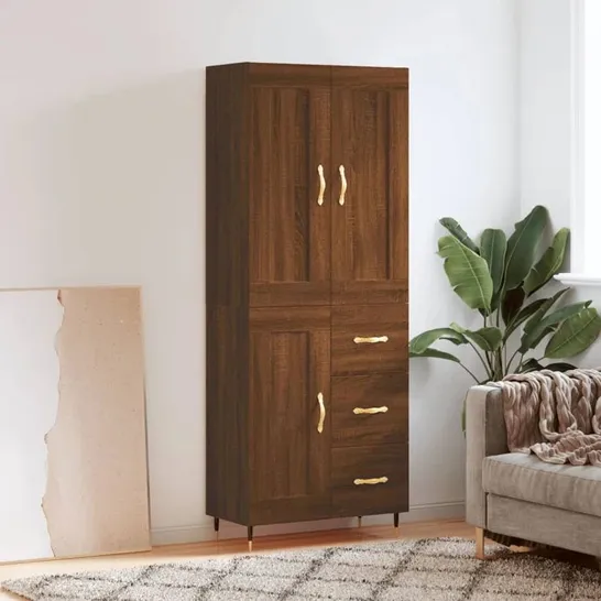 BOXED RAHJAN 3 DOOR MANUFACTURED WOOD WARDROBE - BROWN OAK (2 BOXES)