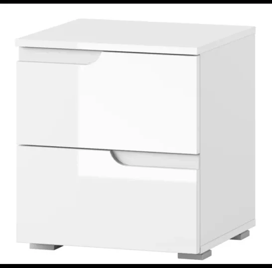 BOXED TIRMEN 2 DRAWER BEDSIDE TABLE - WHITE (1 BOX)