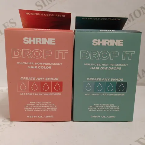 2 X SHRINE DROP IT MULTI USE SEMI PERMANENT HAIR COLOUR - PEACH AND AQUA