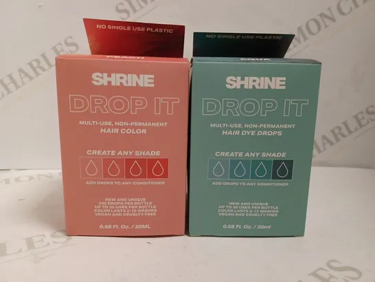 2 X SHRINE DROP IT MULTI USE SEMI PERMANENT HAIR COLOUR - PEACH AND AQUA