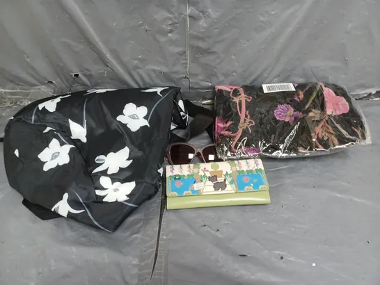 LARGE BOX OF APPOXIMTELY 10 ASSORTED ITEMS TO INCLUDE SUNGLASSES, PURSES AND CLOTHING