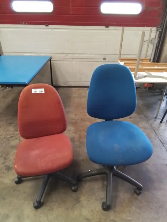 2X GAS LIFT OFFICE CHAIRS - BLUE/RED 