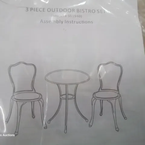 BOXED 3 PIECE OUTDOOR BISTRO SET WHITE