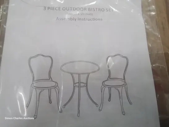 BOXED 3 PIECE OUTDOOR BISTRO SET WHITE