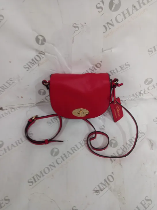 ASHWOOD REAL LEATHER CROSSBODY BAG IN RED WITH FLORAL INTERIOR