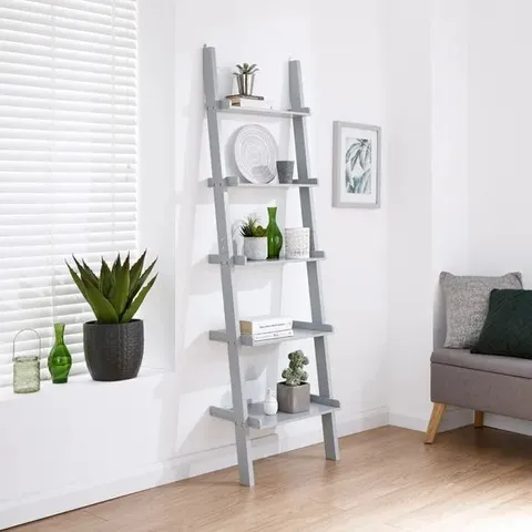 BOXED LADDER STYLE 5 TIER WALL RACK , GREY 