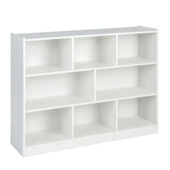 BOXED COSTWAY 3 SHELF WHITE FLOOR STANDING OPEN BOOKCASE WITH 8 CUBES