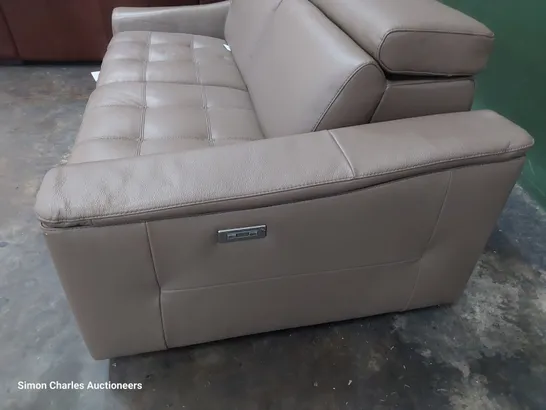 QUALITY ITALIAN DESIGNER STAR THREE SEATER SOFA RIGHT HAND FACING POWER RECLINER MUSHROOM LEATHER 