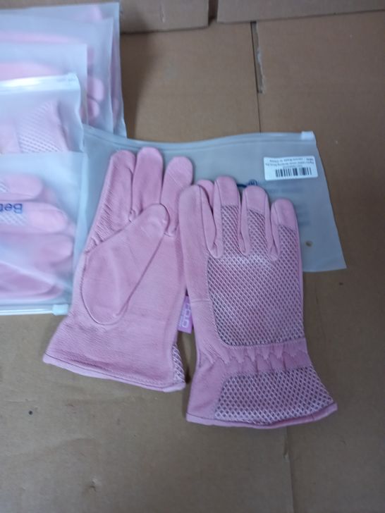 BAG OF 8 PAIRS OF LIGHT PINK PIGSKIN LEATHER LADIES' GARDENING GLOVES