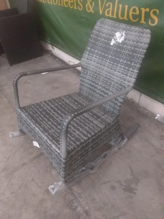 RATTAN EFFECT GREY ROCKING CHAIR