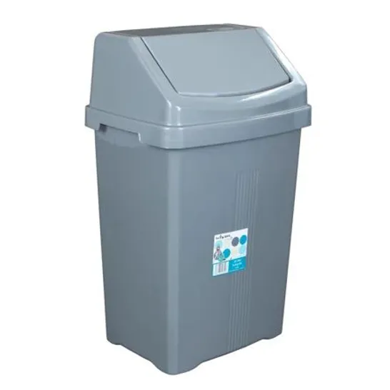 BOXED 60L PLASTIC SWING TOP RUBBISH BIN (1 BOX)