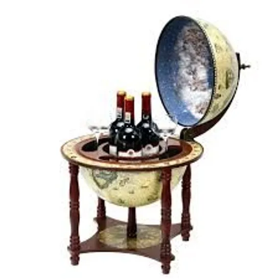 BOXED VINTAGE GLOBE WINE CABINET WOOD GLOBE DRINK CABINET WINE BAR STAND WINE RACK