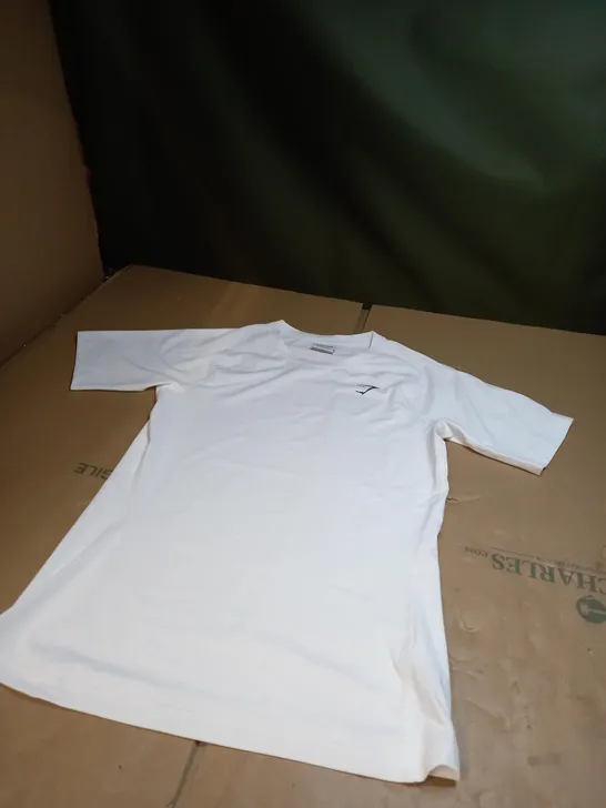 WHITE GYMSHARK GYM TOP SIZE M 