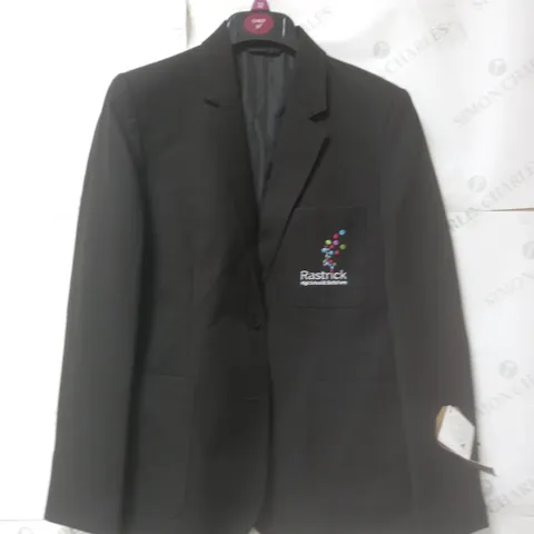 APPROXIMATELY 100 SCHOOL BLAZERS. BLUE AND BLACK VARIOUS SIZES