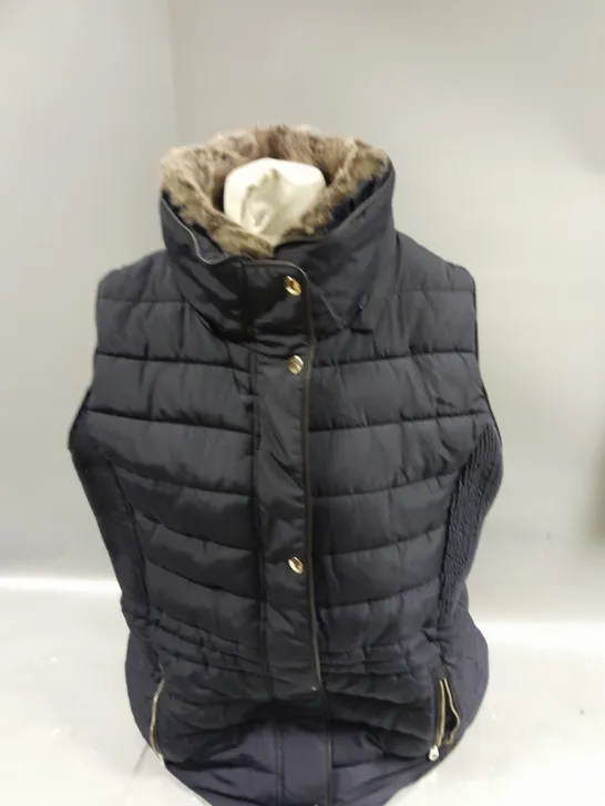 JOULES MELFORD PADDED GILET WITH FAUX FUR TRIM MARINE NAVY SIZE 20