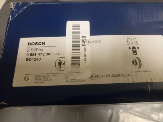 PAIR OF BOSCH TOYOTA BRAKE DISC - 0 986 479 363