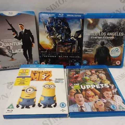 LOT OF FIVE TO INCLUDE THE MUPPETS DVD , DESPICABLE ME2 BLU-RAY , ETC