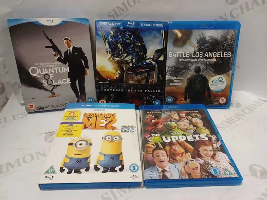 LOT OF FIVE TO INCLUDE THE MUPPETS DVD , DESPICABLE ME2 BLU-RAY , ETC