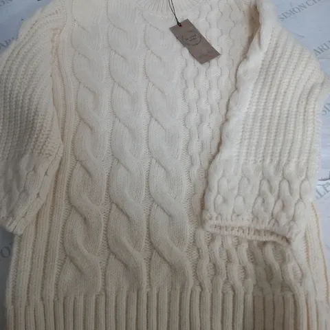 RIVER ISLAND IN OTHER WORDS CREAM KNITTED JUMPER - XS