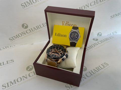 Men’s Edison Chronograph Watch, Rose Gold case, Brown Leather Strap RRP &pound;610.00