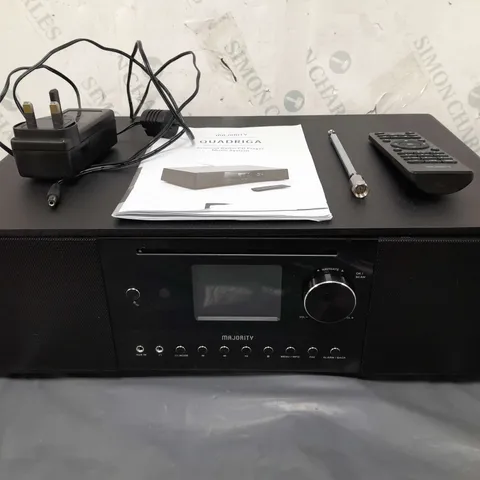 BOXED MAJORITY QUADRIGA INTERNET RADIO CD PLAYER MUSIC SYSTEM