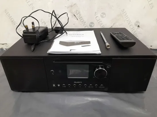 BOXED MAJORITY QUADRIGA INTERNET RADIO CD PLAYER MUSIC SYSTEM