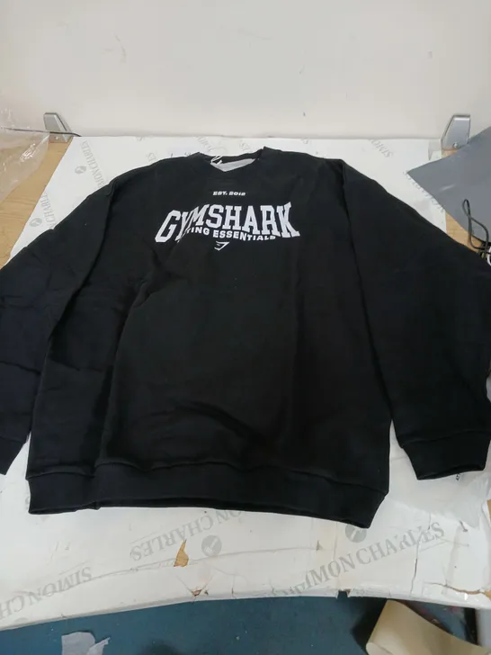 GYMSHARK LIFTING ESSENTIALS GRAPHICS OVERSIZED SWEATSHIRT BLACK SIZE S