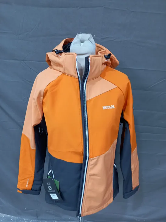 REGATTA SHOWERPROOF ORANGE PADDED JACKET WITH HOOD - UK 12