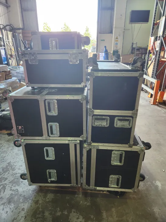 PALLET OF 6 ASSORTED FLIGHT CASES OF VARIOUS SIZES