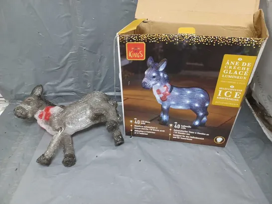 BOXED THREE KINGS INLIT ICE NATIVITY DONKEY