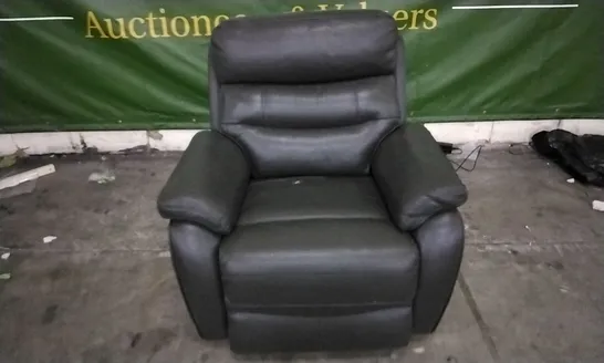 QUALITY DESIGNER BLACK LEATHER ELECTRIC RECLINING ARMCHAIR 