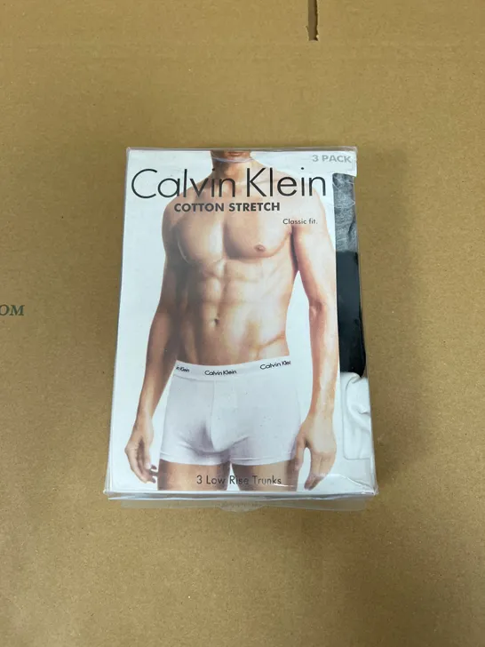 CALVIN KLEIN BOXED 3 PACK LOW RISE TRUNKS IN SIZE XXL