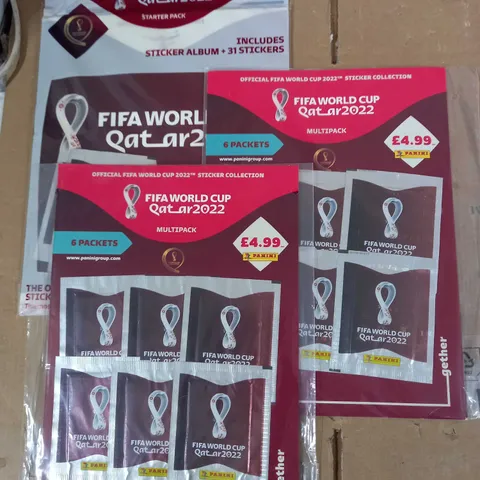 LOT OF 3 ASSORTED PANINI GETHER WORLD CUP 2022 TRADING CARD SETS TO INCLUDE A STARTER KIT AND TWO SETS OF 6 PACKS