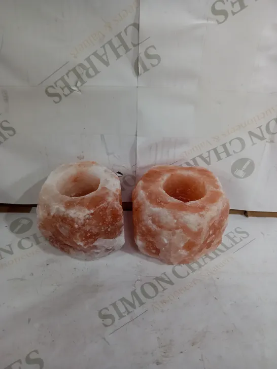 SET OF 2 HIMALAYAN ROCK SALT TEA LIGHT HOLDERS RRP £20